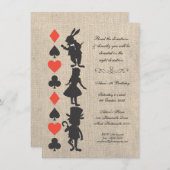 アリスインワンダーランドバーラップティーパーティー誕生日 招待状 (正面/裏面)