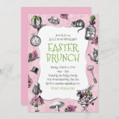 アリスインワンダーランドピンクイースターブランチ2 招待状 (正面/裏面)