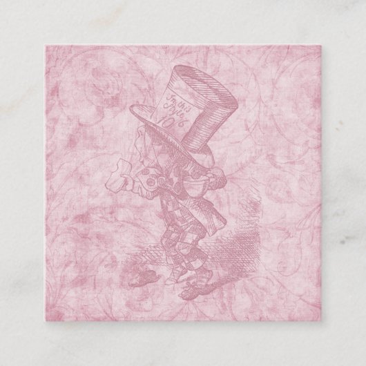 アリスインワンダーランドピンクフローラアート不機嫌ハッター エンクロージャーカード (正面)