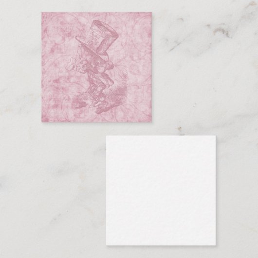 アリスインワンダーランドピンクフローラアート不機嫌ハッター エンクロージャーカード (正面/裏面)