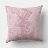 アリスインワンダーランドピンクフローラアート不機嫌ハッター クッション (裏面)