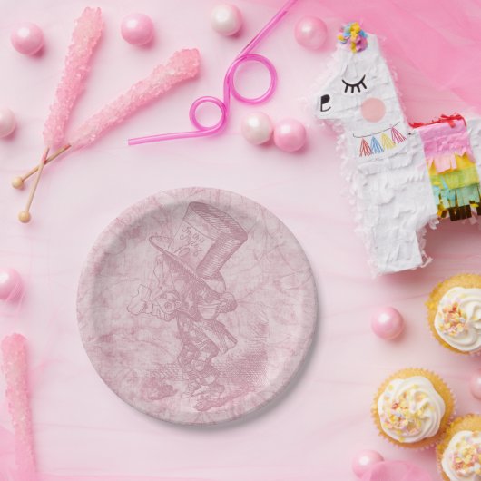 アリスインワンダーランドピンクフローラアート不機嫌ハッター ペーパープレート (パーティー)