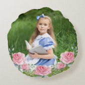 アリスインワンダーランドピンクフローラベビーガール子供部屋 ラウンドクッション (裏面)