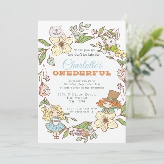 アリスインワンダーランドファースト誕生日 招待状 (スタンド正面)