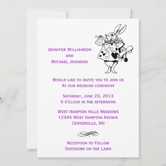 アリスインワンダーランドフェアリモダンータ結婚レズ 招待状 (正面)