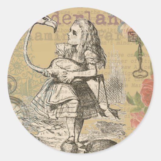 アリスインワンダーランドフラミンゴクラシック ラウンドシール (正面)