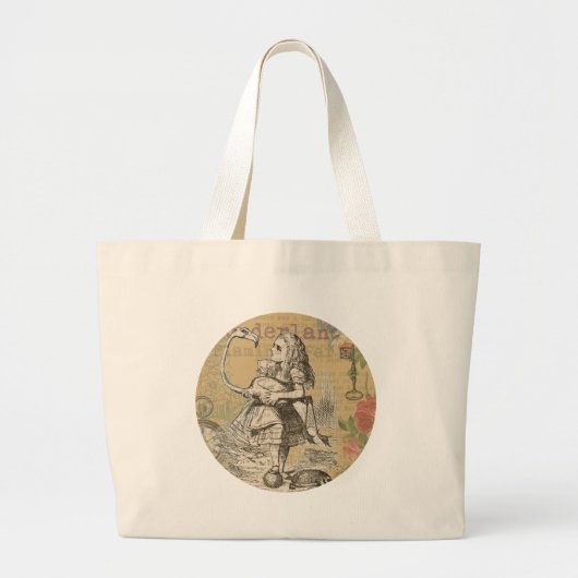 アリスインワンダーランドフラミンゴクラシック ラージトートバッグ (正面)