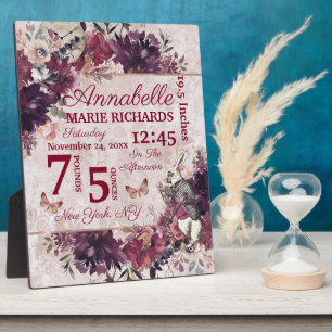 アリスインワンダーランドフローラカスタムベビー誕生統計 フォトプラーク