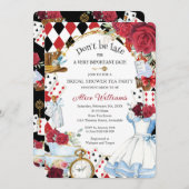 アリスインワンダーランドフローラブライダルシャワーティーパーティー 招待状 (正面/裏面)