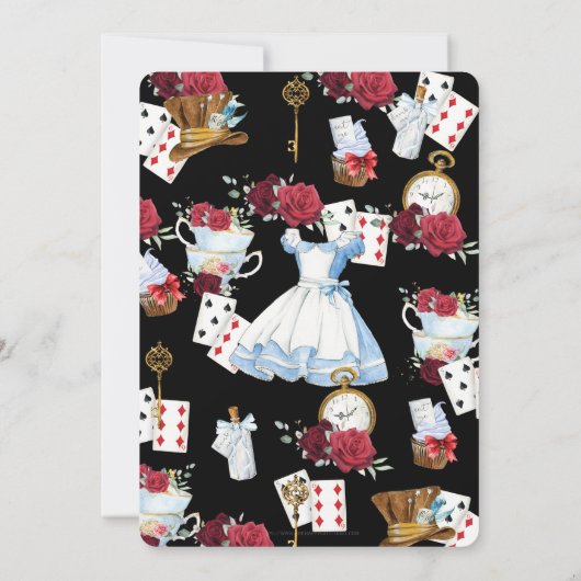 アリスインワンダーランドフローラブライダルシャワーティーパーティー 招待状 (裏面)