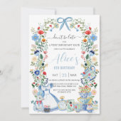 アリスインワンダーランドフローラ誕生日ティーパーティー 招待状 (正面)