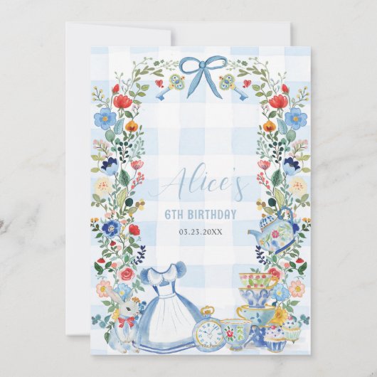 アリスインワンダーランドフローラ誕生日ティーパーティー 招待状 (裏面)