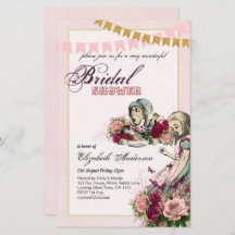 アリスインワンダーランドブライダルシャワーティーパーティー招待状