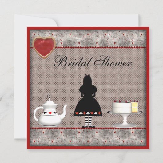 アリスインワンダーランドブライダルシャワーティーパーティー招待状 招待状 (正面)