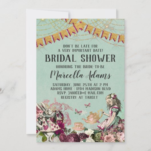 アリスインワンダーランドブライダルシャワー 招待状 (正面)