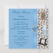 アリスインワンダーランドブルーベビーシャワーティーパーティー 招待状 (裏面)