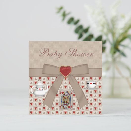 アリスインワンダーランドベビーシャワーティーパーティー招待状 招待状 (スタンド正面)