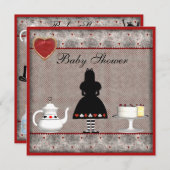 アリスインワンダーランドベビーシャワーティーパーティー招待状 招待状 (正面/裏面)