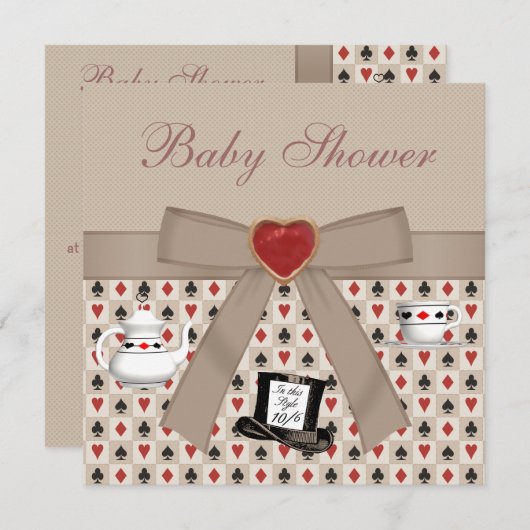 アリスインワンダーランドベビーシャワーティーパーティー招待状 招待状 (正面/裏面)