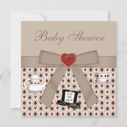 アリスインワンダーランドベビーシャワーティーパーティー招待状 招待状 (正面)