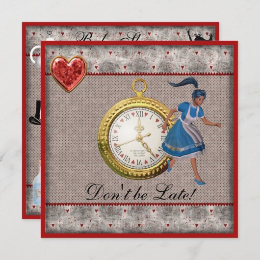 アリスインワンダーランドベビーシャワーティーパーティー招待状 招待状 (正面/裏面)