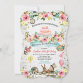 アリスインワンダーランドベビー誕生日招待 招待状 (正面)