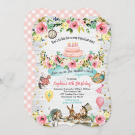 アリスインワンダーランドベビー誕生日招待 招待状