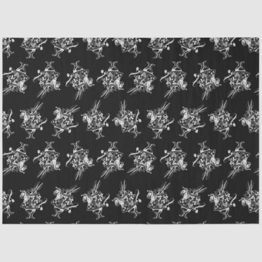 アリスインワンダーランドホワイトラビットアンティークアートブラック 薄葉紙 (正面)