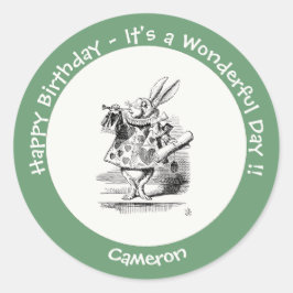 アリスインワンダーランドホワイトラビットヘラルド誕生日 ラウンドシール