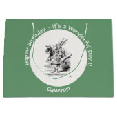 アリスインワンダーランドホワイトラビットヘラルド誕生日 ラージペーパーバッグ (正面)