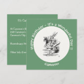 アリスインワンダーランドホワイトラビットヘラルド誕生日 招待状 (正面/裏面)