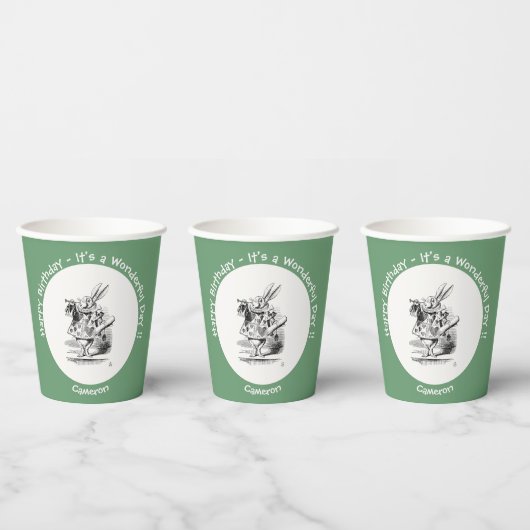 アリスインワンダーランドホワイトラビットヘラルド誕生日 紙コップ (複数)