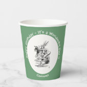 アリスインワンダーランドホワイトラビットヘラルド誕生日 紙コップ (正面)