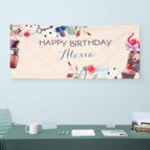 アリスインワンダーランドラビットティー鍵クロックバラ 横断幕 (トレードショー)