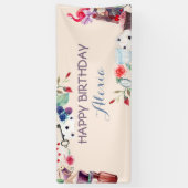 アリスインワンダーランドラビットティー鍵クロックバラ 横断幕 (縦)