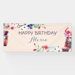 アリスインワンダーランドラビットティー鍵クロックバラ 横断幕