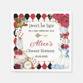 アリスインワンダーランドレッドフローラ誕生日ティーパーティー スタンダードカクテルナプキン (正面)