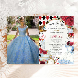 アリスインワンダーランドレッドフローラ誕生日ティーパーティー 招待状