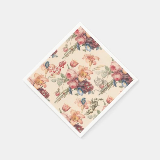 アリスインワンダーランドヴィンテージガーデンフラワーナプキン スタンダードカクテルナプキン (角)