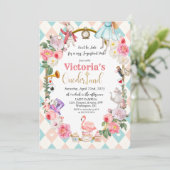 アリスインワンダーランドヴィンテージ誕生日招待状 招待状 (スタンド正面)