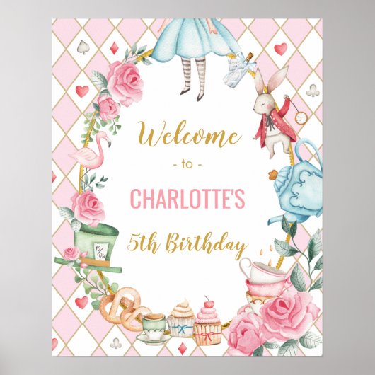 アリスインワンダーランド不機嫌お茶バースデーパーティーへようこそ ポスター (正面)