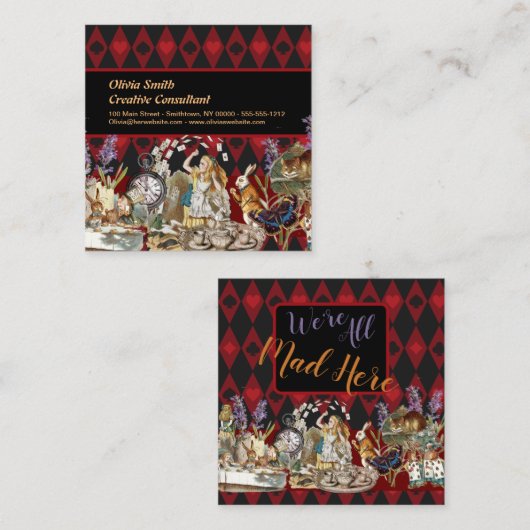アリスインワンダーランド不機嫌チェシャーキャット スクエア名刺 (正面/裏面)