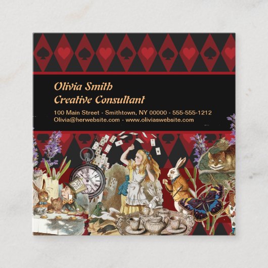 アリスインワンダーランド不機嫌チェシャーキャット スクエア名刺 (正面)