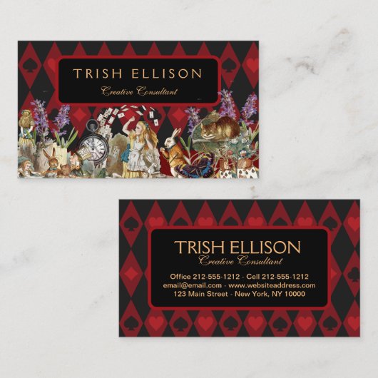 アリスインワンダーランド不機嫌チェシャーキャット 名刺 (正面/裏面)