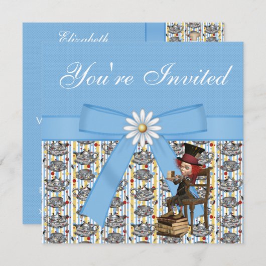 アリスインワンダーランド不機嫌ハッターティーパーティー招待状 招待状 (正面/裏面)