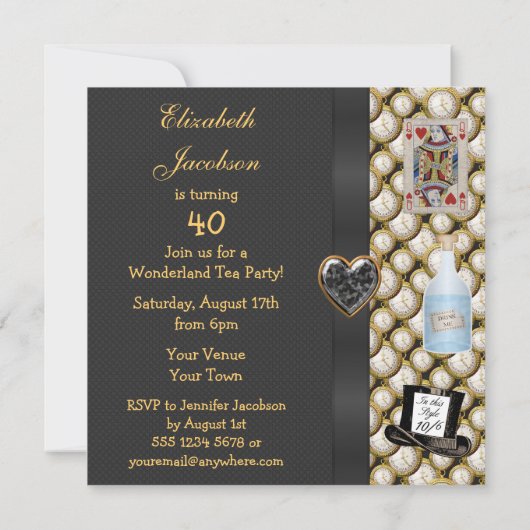 アリスインワンダーランド不機嫌ハッターティーパーティー招待状 招待状 (裏面)