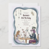 アリスインワンダーランド不機嫌ハッターティー誕生日 招待状 (正面)