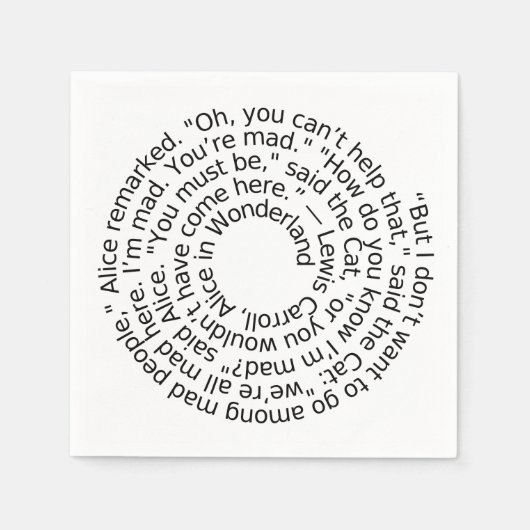 アリスインワンダーランド不機嫌引用文ナプキンス スタンダードカクテルナプキン (正面)