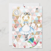 アリスインワンダーランド招待状ファースト誕生日 招待状 (裏面)