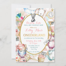 アリスインワンダーランド招待状ファースト誕生日